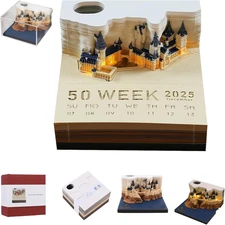 3D Calendar 2026, Desk Time Piece Calendar 2026,Tear-Away 3D Paper Art Notepad W