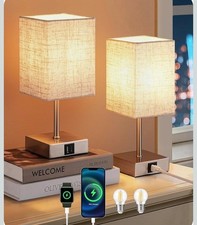 EDISHINE Bedside Touch Lamps Set of 2,3 Way Dimmable with USB A+C Charging Ports