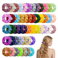 Haargummis 50Er Pack Samt Scrunchies Damen Bunt Pferdeschwanzhalter Weich Zopf