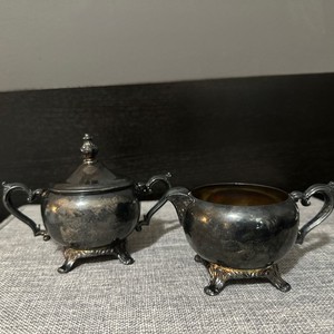 Pilgrim Silverplate Tea Service Set Creamer Sugar Set, Vintage Centerpiece