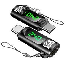 240W Power Meter Tester USB C Cables Adapter Voltage Current 2PCS, Black