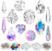 212Pcs Crystal Suncatcher Kit, Glass Prisms for Chandelier Parts