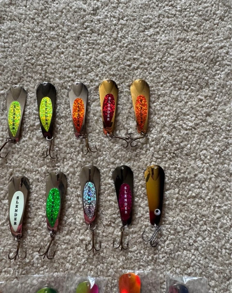 Cucharas delgadas personalizadas Jigs & Spins de 1/4 oz. LOTE de 20 Colores Varios (Lote 2) Foto 3 de 4