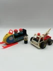 Vintage Fisher-Price Little People Mini Snowmobile with dog & Tow Truck