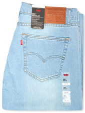Levis 505 Mens Original Regular Straight Fit Denim Jeans Zip Fly Ice Blue New.