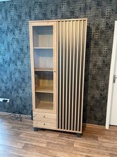 Vitrine Vitrinenschrank Eiche Artisan und Anthrazit Wohnzimmer 92 x 199 cm Medan