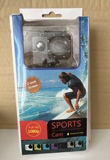 Sports Cam 1080p HD Waterproof 30m Action Camera 2" LCD MicroSDHC USB Black