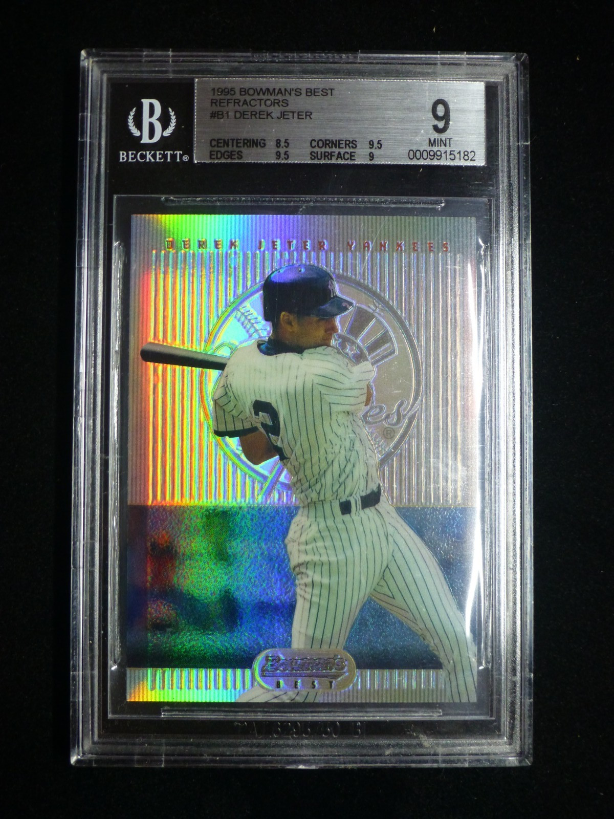 1995 Bowman’s Best #1 Derek Jeter Blue Refractor BGS 9 Yankees HOF