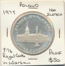 Poland: 1975 Silver Proof 100 Zloytch Royal Castle in Warsaw 