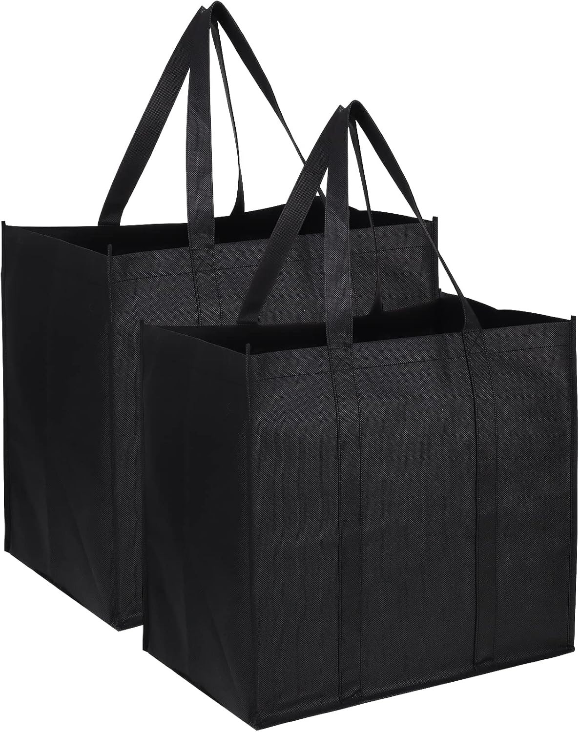 2 Pack Black Shopping Bags,Reusable Grocery Tote Bags Shopping Bags,Foldable, Wa