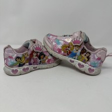 Disney Princess Light Up Glitter No Tie Kids Shoes Size 12