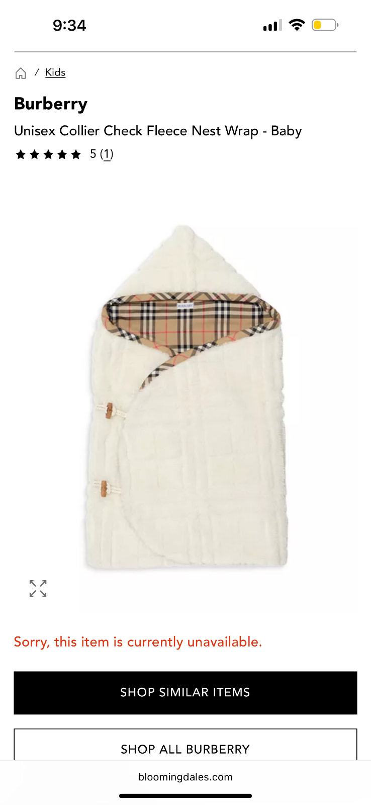 BURBERRY Baby Fleece Nest Jacket 6-9M NWT Retail $550-image