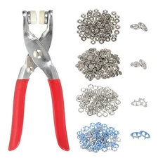 200Set Metal Snap Button Kit 9.5mm Hollow Prong Snap Button Tool Light Blue