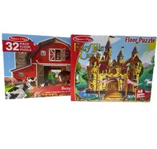 Melissa and Doug Extra-Large Floor Puzzles 2 Busy Barn And Fairy Tale Castle