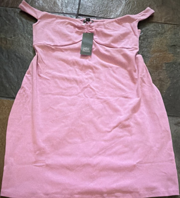 Wild Fable Pink Solid Sweetheart Neck Bow Stretch Mini Dress Juniors  Size L