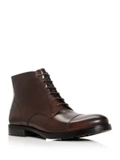 Designer Brand Mens Brown Traction Cap Toe Block Heel Leather Boots Shoes 11.5