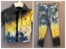 Sacred Crown Boys JEANS size 5 and JACKET size 4 tie dye denim