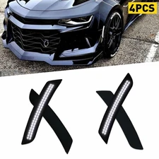 4Pcs For Chevy 2016-2022 Camaro Side Marker Light Smoke Housing White LED Lamp