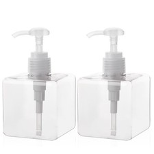 Plastic Pump Bottle Refillable Lotion Soap Dispenser 8.5oz Clear 2 Pack