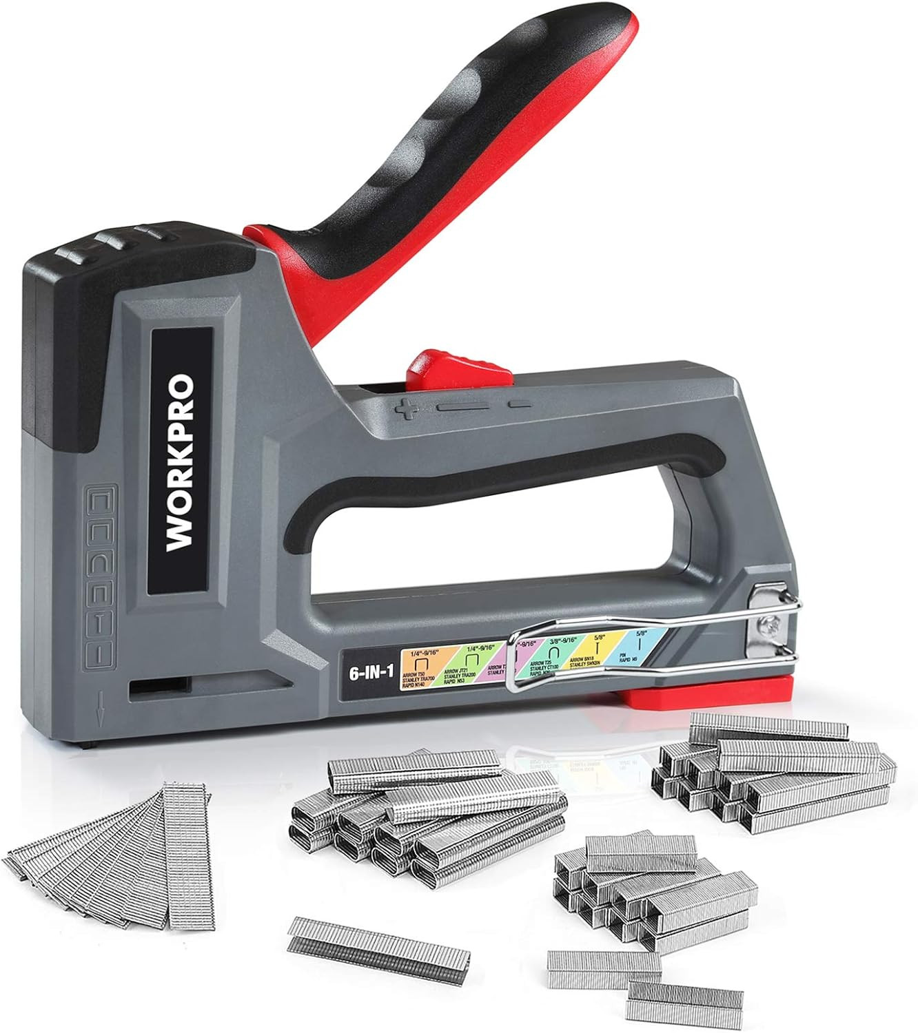 Staple Gun, 6-In-1, Manual Brad Nailer with 4000 Counts Staples, Upholstery Stap