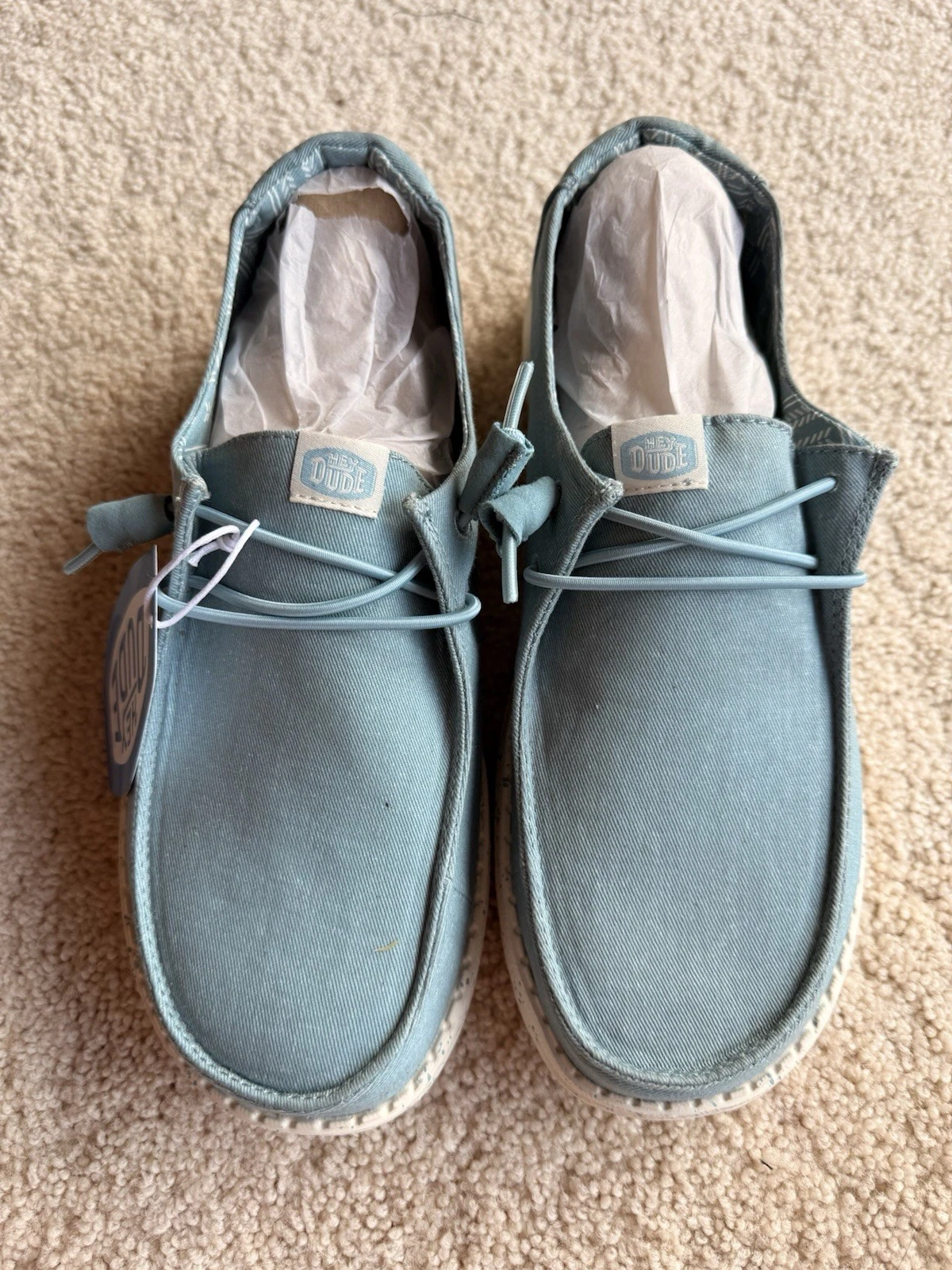 Hey Dude Wendy Stretch Canvas Tourmaline Blue Womens Size 9 NEW