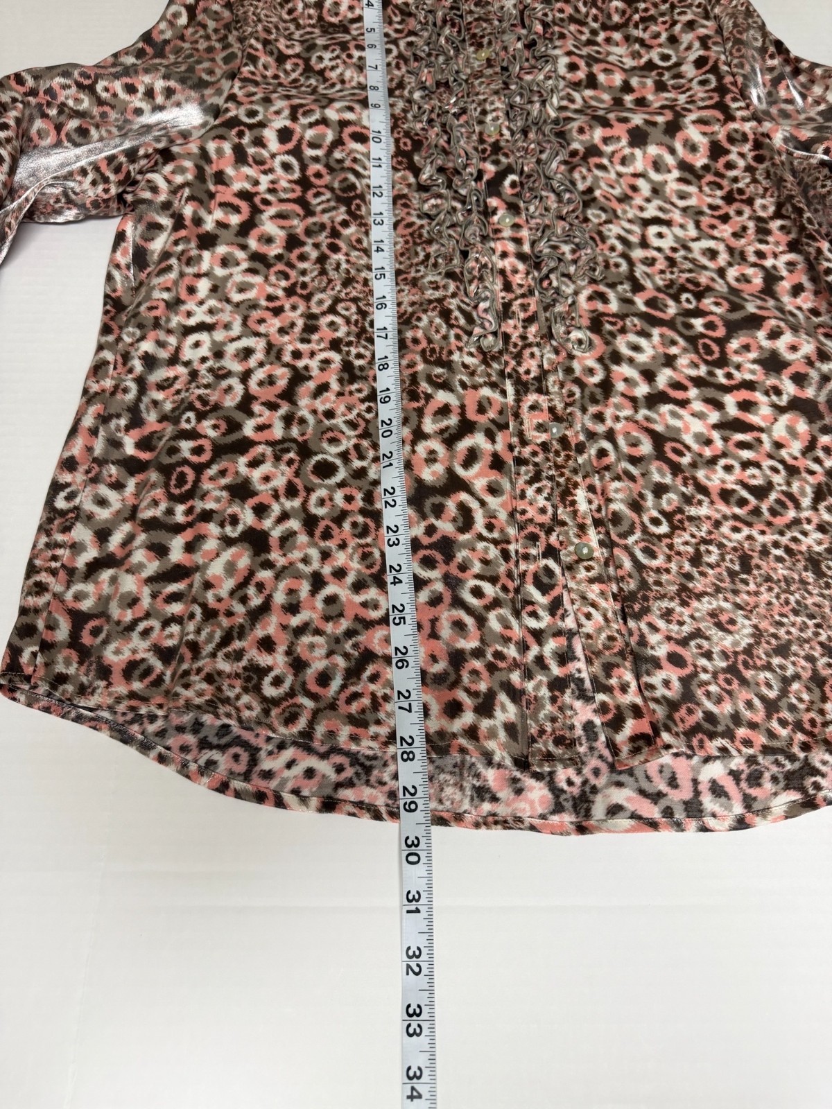 Ruby Rd pink leopard print button down blouse, lu… - image 7