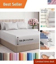 6 Piece Cooling Queen Sheet Set - Breathable Microfiber with Extra Deep Pockets