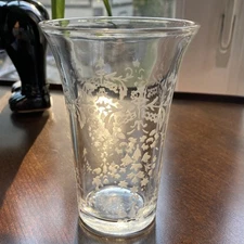 Croscill Etched Glass Vanity Tumbler Toothbrush/Rinse Cup Vintage Bathroom Decor