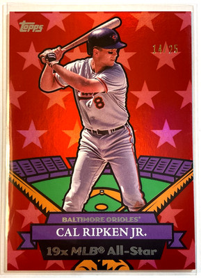2025 Topps Archives Cal Ripken Jr Red Foilboard /25 All Stars #07AS-22 Orioles