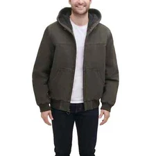 G.H. Bass & Co. Men's Sherpa Lined Canvas Jacket Olive