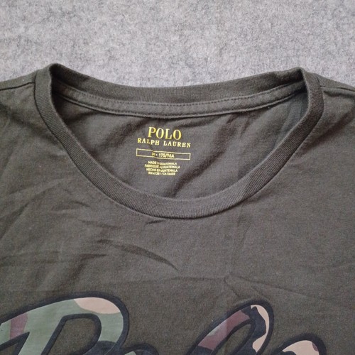 Polo Ralph Lauren T Shirt Mens M Green Logo Camo Script Graphic Single Stitch - Picture 6 of 18
