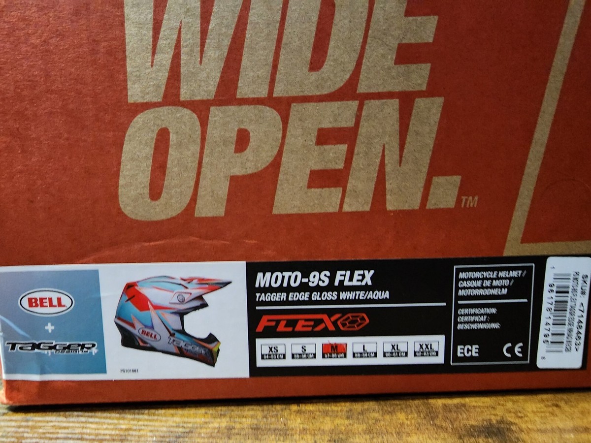 Bell Moto-9S FLEX Tagger Edge Gloss White/Aqua | eBay