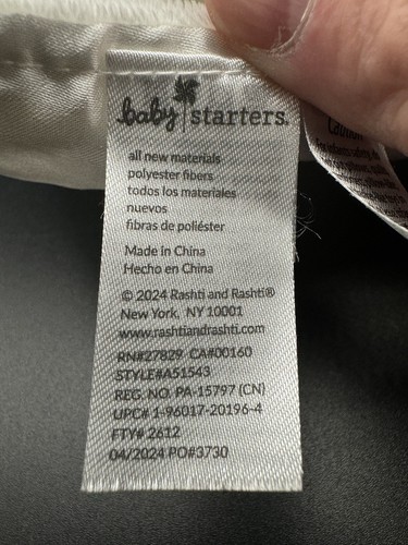 Baby Starters orsacchiotto Lovey peluche bianco coperta di sicurezza bambino piccola benedizione - Foto 6 di 8