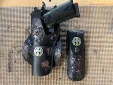 Handmade Leather LH Cross Draw 1911 holster mag pouch