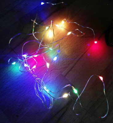 Timer LED 20 Lichterkette Blau Rot Bunt Grün Batterie Dekoration Biegsamer Draht