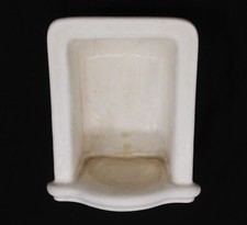 Antique Enameled Cast Iron Tall Arched Bathtub Recessed Soap Dish