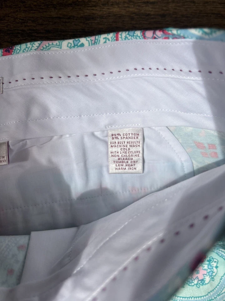 Pantalones Cortos de Golf Peter Millar Para Mujer Rosa Aqua Paisley Algodón Elastizado Talla 4 Nuevos sin Etiquetas Foto 3 de 4