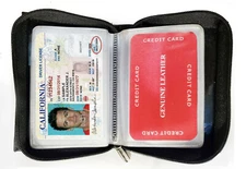 Genuine Leather Business Card Zip Wallet Insert Pocket Organizer USA Seller 