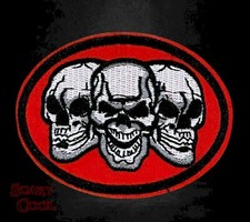 New Skull Skulls Triple Horror Embroidered Motorcycle Biker Iron On Patch