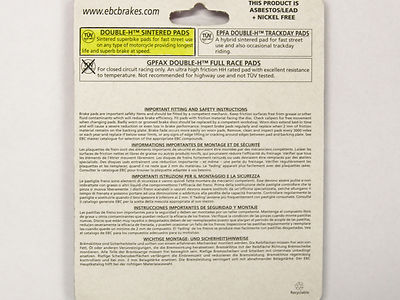 EBC Brake Pads EPFA322/4HH (4 Pcs Per EBC Brake Pads EPFA322/4HH (4 Pcs Per