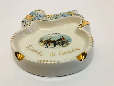 Vintage Carretto Siciliano ,Ricordo di Catania Souvenir Ceramic Ashtray