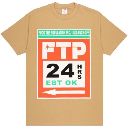 Size M - F*** The Population FTP ATM Tee Shirt Khaki Tan Kray Voodoo Cruel World - Afbeelding 1 van 3