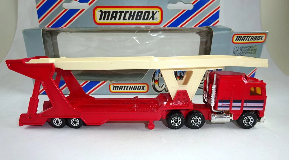 Matchbox Convoy CY1 Kenworth Car Transporter rot & beige top in Box - Bild 3 von 4