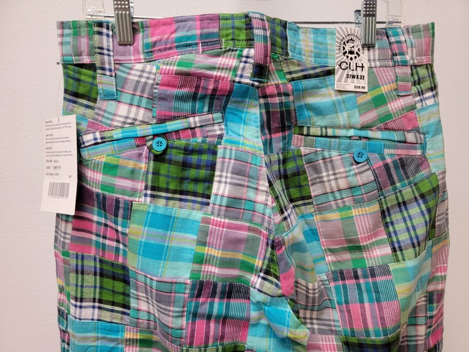 Vintage CLH Men's 32X32 Multicolor Madras Plaid Patchwork Golf Pants