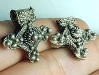 RARE ANCIENT VIKING SILVERED DECORATED 2 CROSS AMULET PENDANT