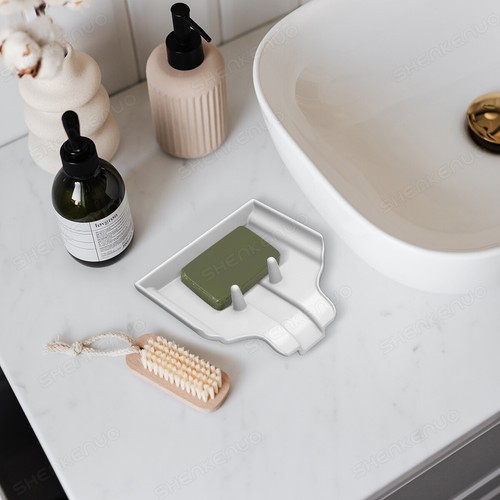 Bathroom Soap Holder White Drain Soap Holder Sponge Dish Storage US - Picture 10 of 12