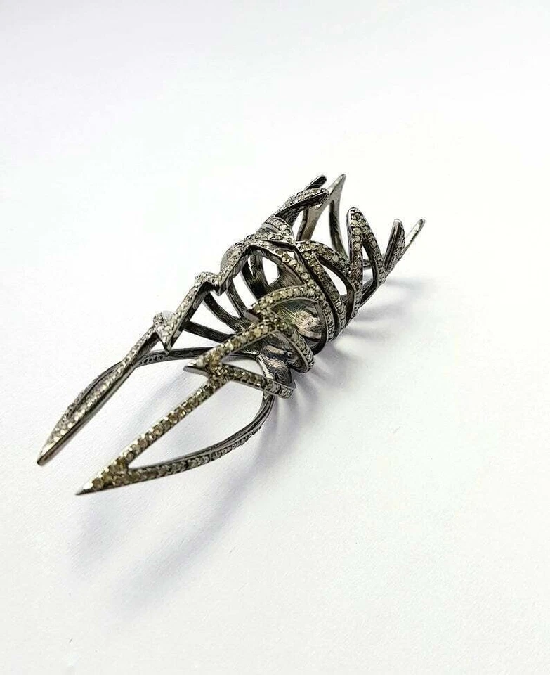 Anillo con racimo de diamantes pavé natural plata de ley 925 fino regalo su joyería Foto 2 de 4