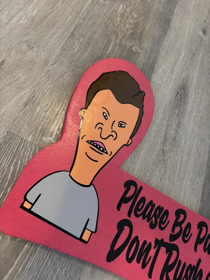 Letrero de punta de barbería tatuaje Butthead Please Be Patient Foto 4 de 4