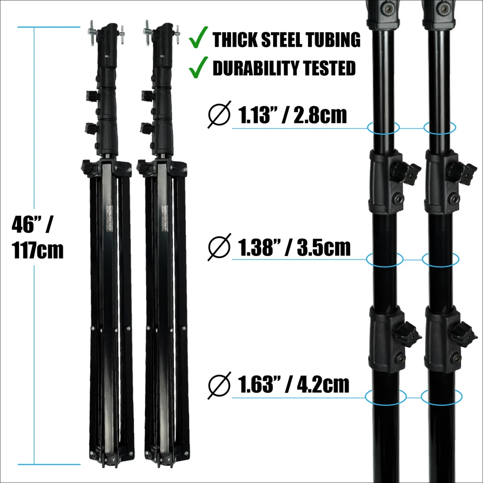 [Conjunto de 2] TriMax 9 pés suporte de aço reforçado resistente, 3 seções 2 risers - Imagem 3 de 4