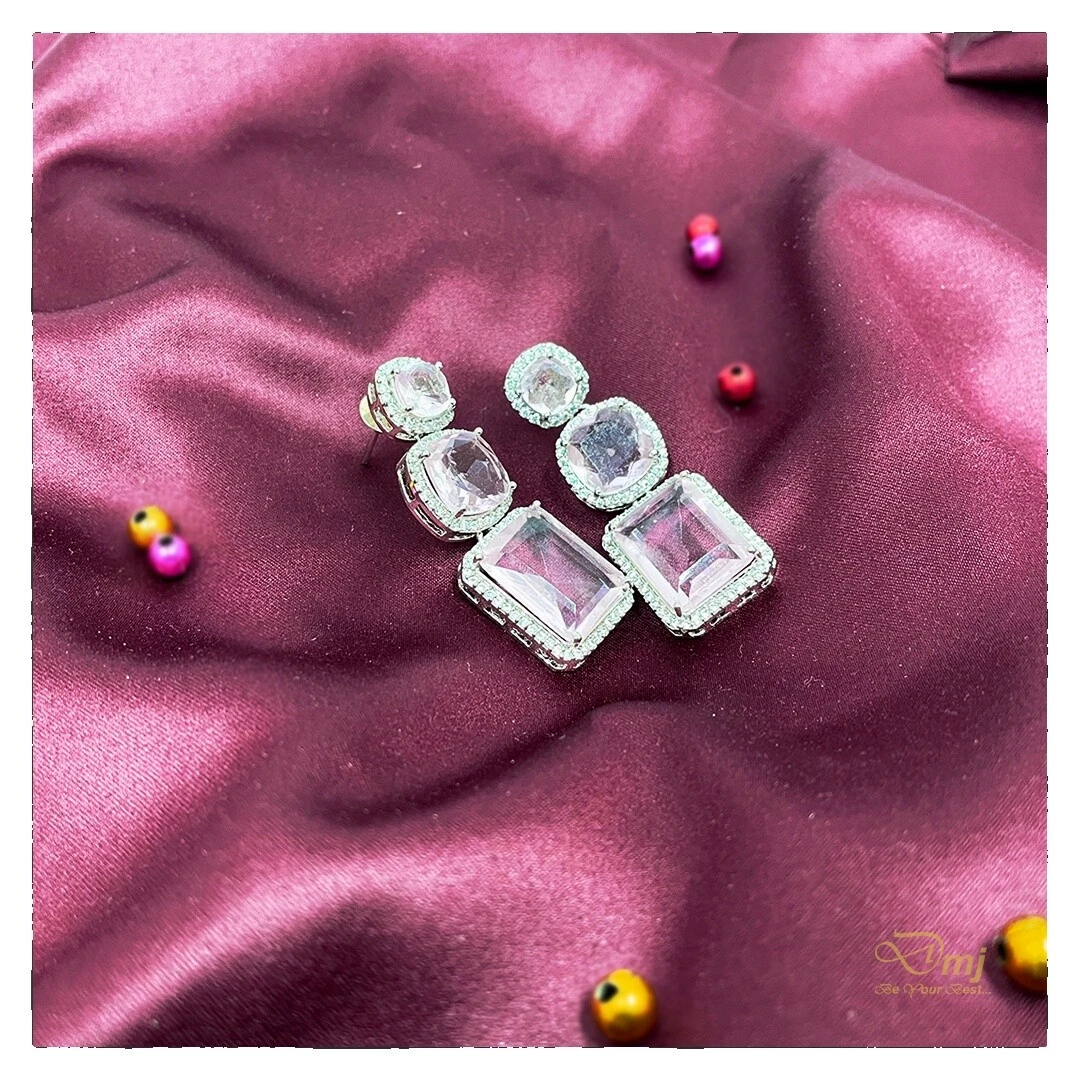 Quartz Silver Plated Quartz Fashion Earrings